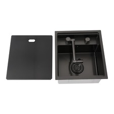 Hidden Kitchen Sink Single Bowl Folding Faucet W/ Drain Assembly Stainless Steel