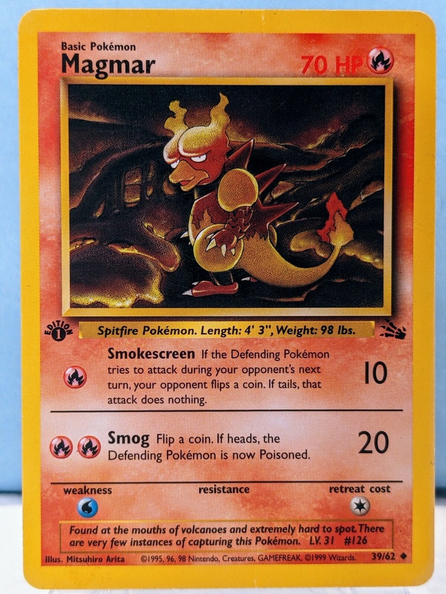Magmar #39/62 1st Edition Fossil Set Uncommon Pokemon Card