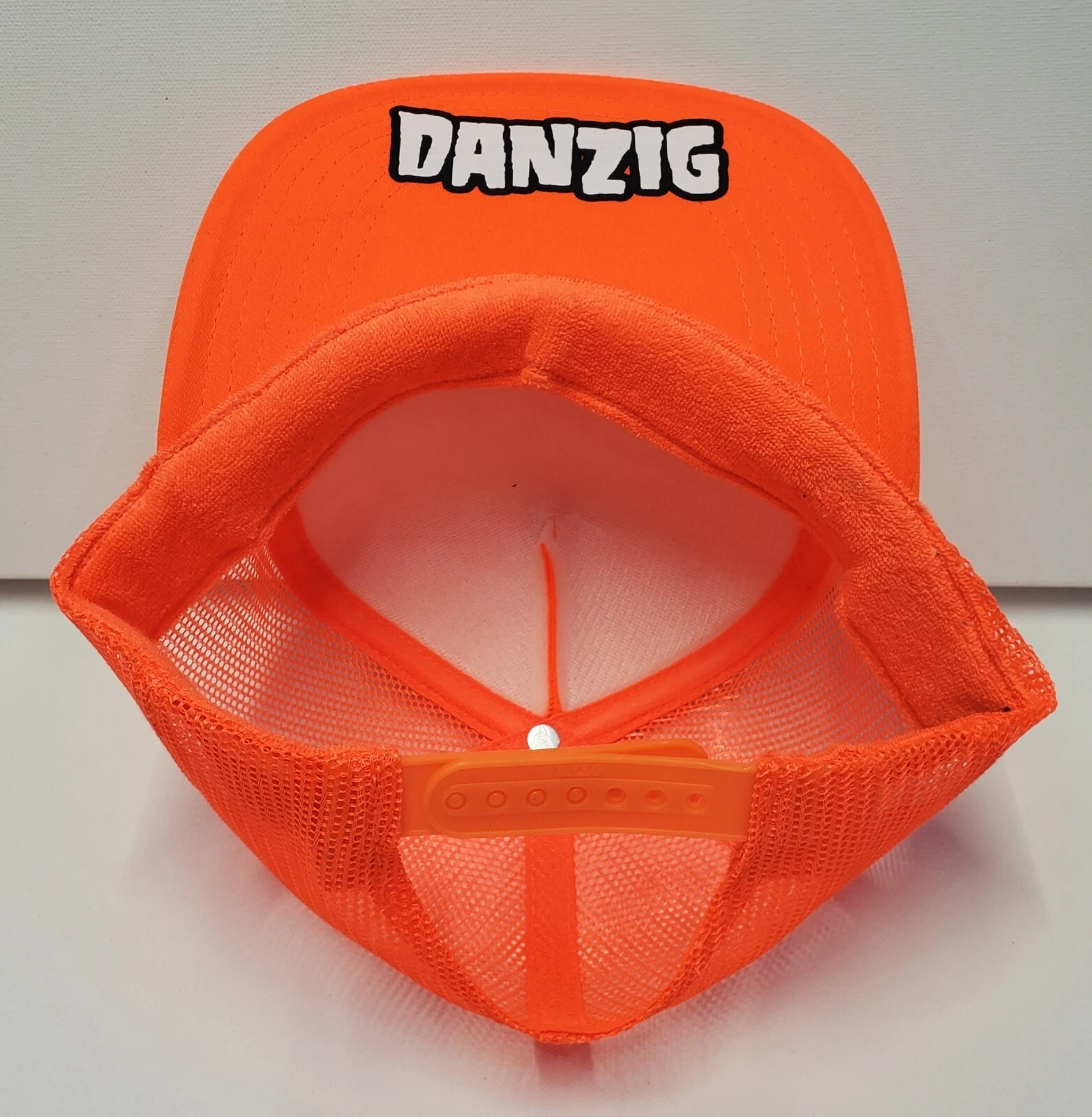 Black Death Gothic Industrial Thrash Metal Skull Neon Orange Trucker Adjust