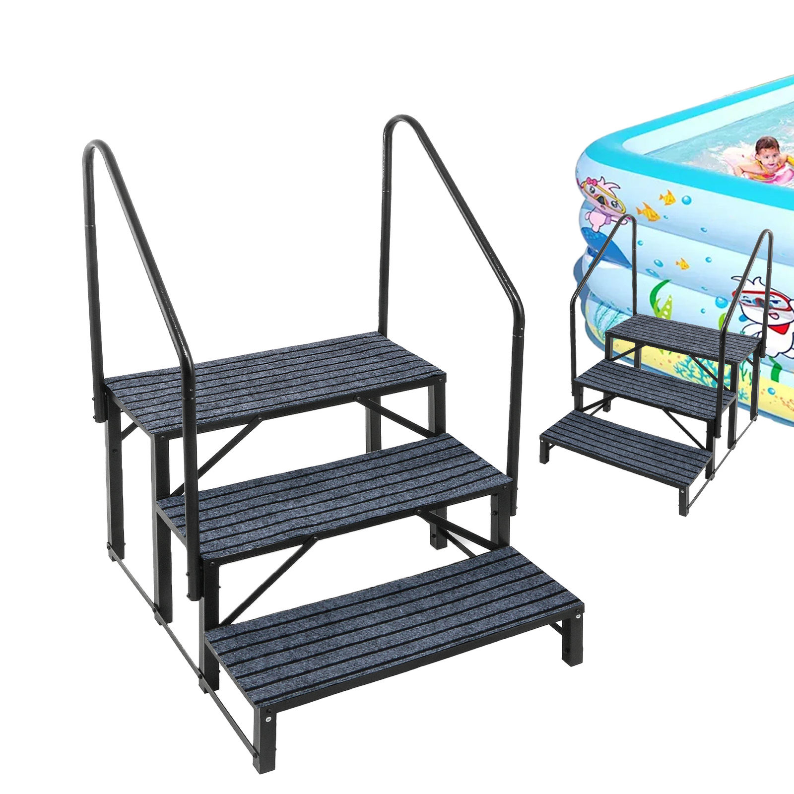 RV Steps 3 Or 4-Step RV Stairs W/2 Handrail For RV Trailer Campers Outdoor Spool