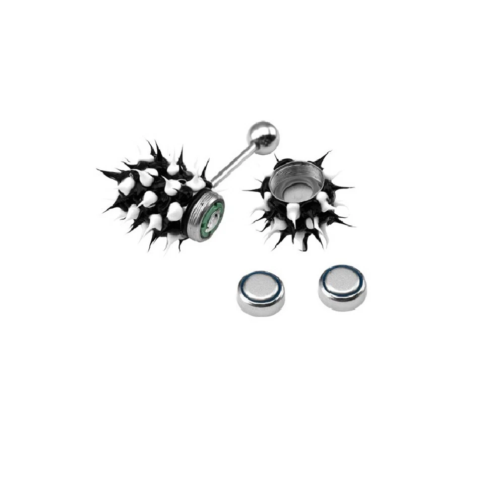 Anillos vibratorios de silicona 14G Lix para lengua con tachuelas piercing corporal joyería para hombres mujeres Foto 2 de 2