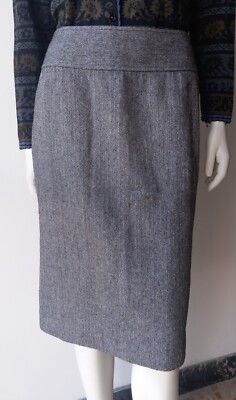 TOMMY HILFIGER Rock schwarz/weiß Fischgrätmuster 75% Wolle breiter Bund De 38/40