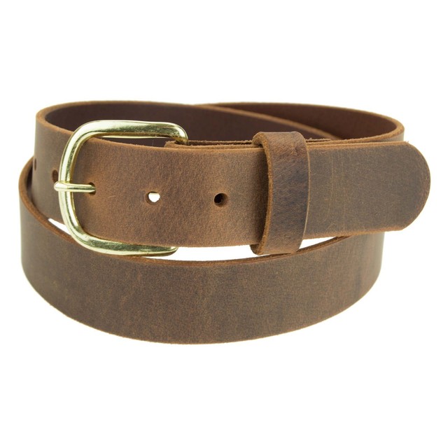 Men's_Buffalo Leather Belt_1 1/2" wide_Amish Handmade_Brass Finish