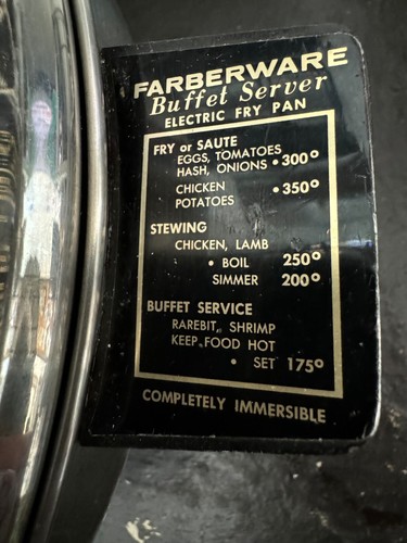 Sartén eléctrica Farberware vintage de 12" servidor buffet #335-A tapa domo probada - Imagen 5 de 7