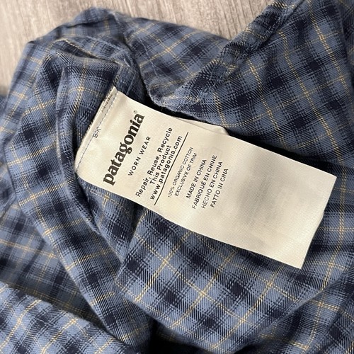 Patagonia Herren Flanell Hemd Bio Baumwolle blau kariert Knopfleiste Gr. XL - Bild 5 von 11