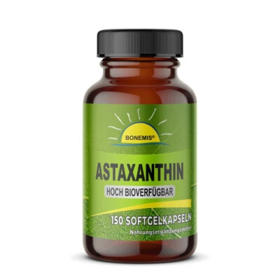Astaxanthin, 150 Softgelkapseln, hoch bioverfügbar, ohne synth.Zusätze, Bonemis®