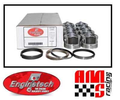 #ad Coated Skirt Flat Top Pistons w Moly Rings for 1999 2004 Chevrolet Gen III 5.3L $230.00