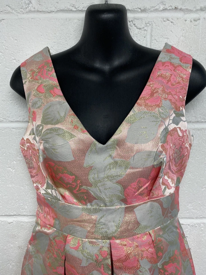 Pink Soda Pink And Grey Floral Jacquard Short Prom Occasion Dress UK8 BNWT.PAC - Image 3 of 4