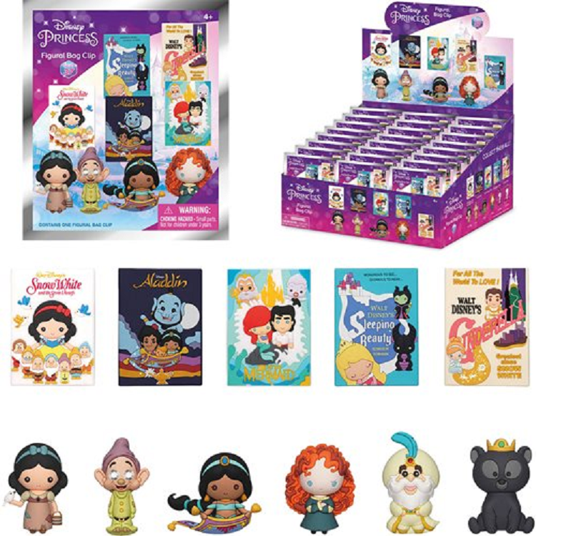 DISNEY PRINCESS SERIES 37 FIGURAL BAG CLIP DISPLAY BOX OF 24 PACK
