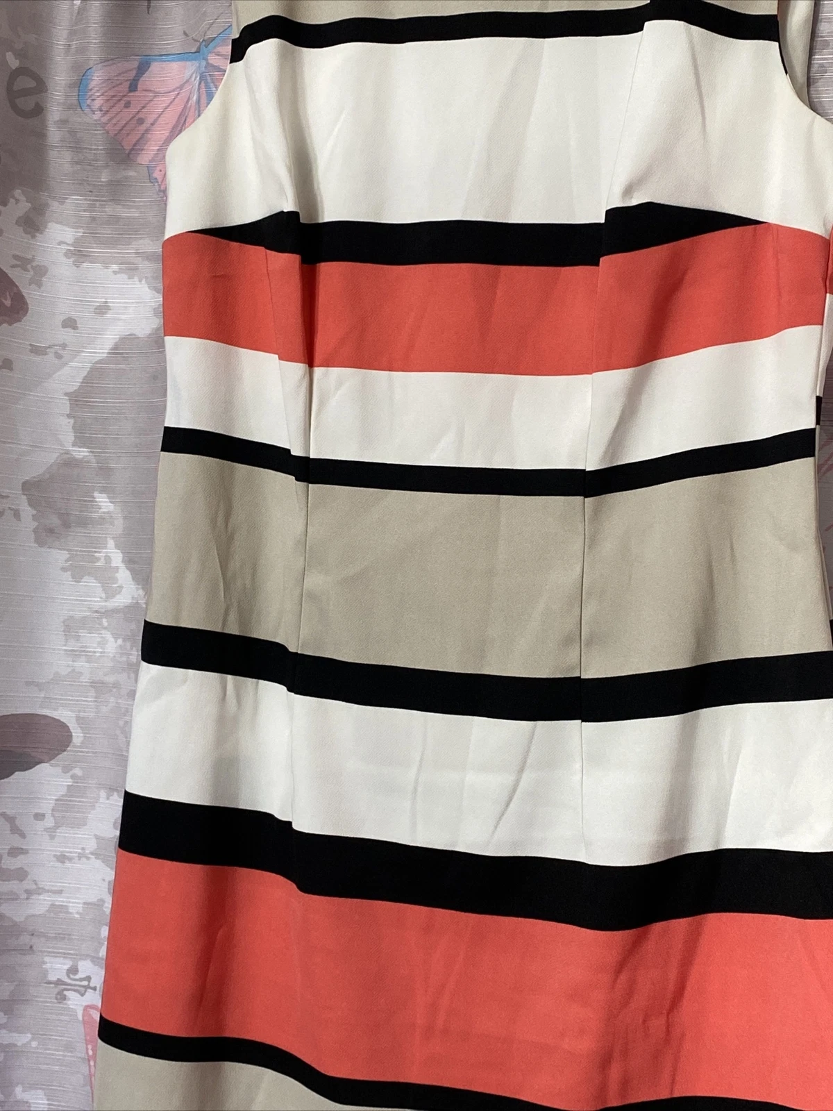 Abito da donna bianco a righe Alyx foderato in guaina taglia 6 poliestere lunghezza ginocchio