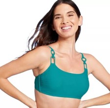 NWT Shade Shore sz 38D Teal Green Beach Bikini Top Ring detail Underwire ss15