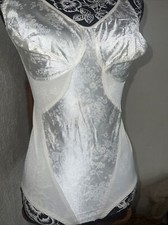 Vtg 70's Beige Teddy Shaper Size 36 Bust Fits B C D Lace Trim Soft Cup