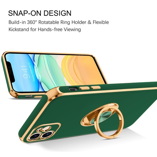 For iPhone 11 6.1" Case Shockproof Protective Rugged Cover & Golden Ring Holder - Bild 20 von 136