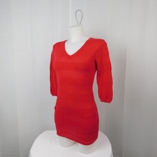 Absolutely 3/4 Sleeve V-Neck Bodycon Sweater Dress - Red, Medium #6721