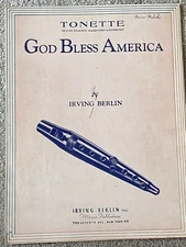 1940 GOD BLESS AMERICA Sheet Music by Irving Berlin (for TONETTE plus Piano)
