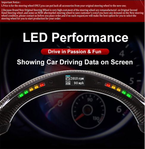 Sport Carbon Fiber Led Steering Wheel For BMW M1 M2 M3 M4 M5 M6 M7 X5 X6 F82 F10 - Picture 4 of 11