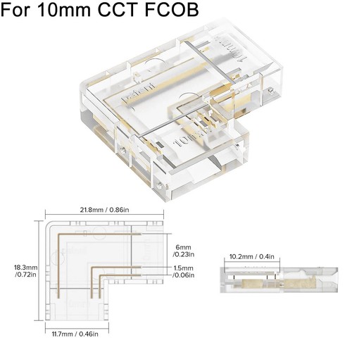 4 PIEZAS Conectores de Cubierta Transparentes en Forma de L CCT RGB FCOB FOB Tira de Luces LED - Imagen 20 de 21