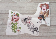 creative toss loralie fun fabric scrap 3 ladies 3.5 to 4 inch #1009 1pc
