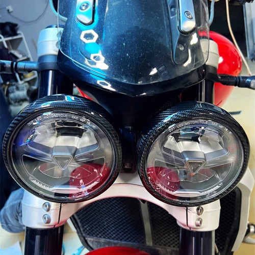 Carbon Fiber Front Headlight Frame Trims For Triumph Rocket 3 2020-2022 Black - Picture 4 of 6