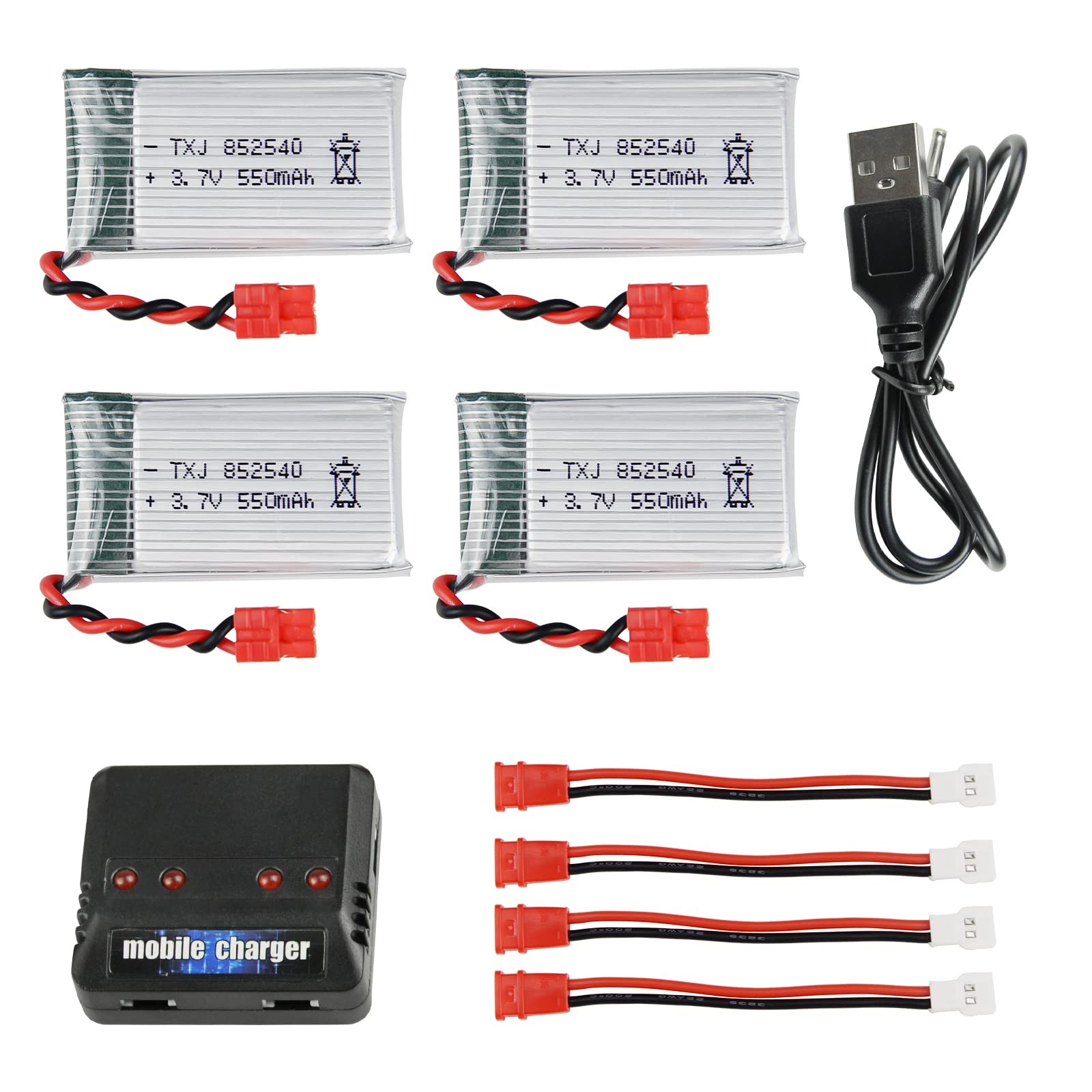 Cheerwing 4pcs 3.7V 550mAh Battery & 4-in-1 Charger for Syma