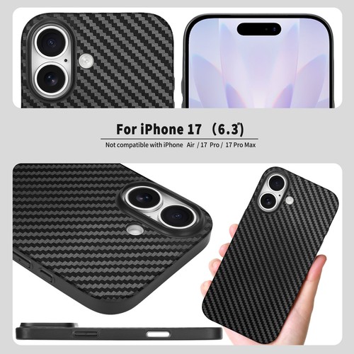 Ultra Slim Case für iPhone 17 Matt Dünn Schutz Hülle Cover Schwarz Carbon Look - Bild 2 von 10
