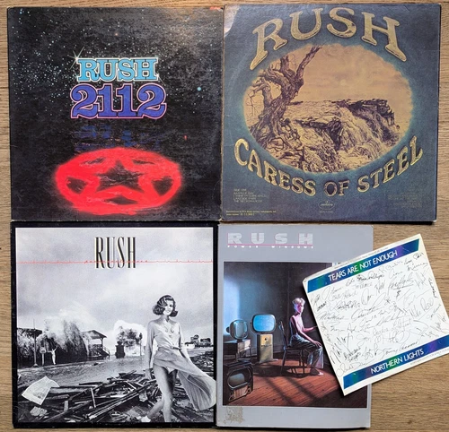 Rush 3 LP LOT W/ POWER WINDOWS SONGBOOK, 7" NORTHERN LIGHTS - 2112 - CLUB PRESS