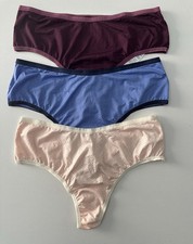 NEW Hanky Panky MoveCalm Assorted 3-Pack Natural Rise Thongs Size XS