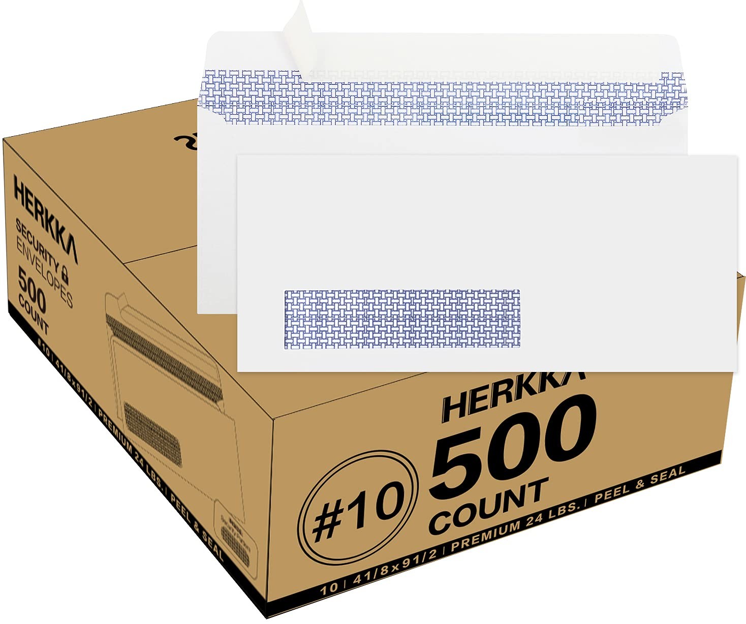 500 Pack #10 Single Left Window SELF Seal 10-1win-blue of 500, Blue