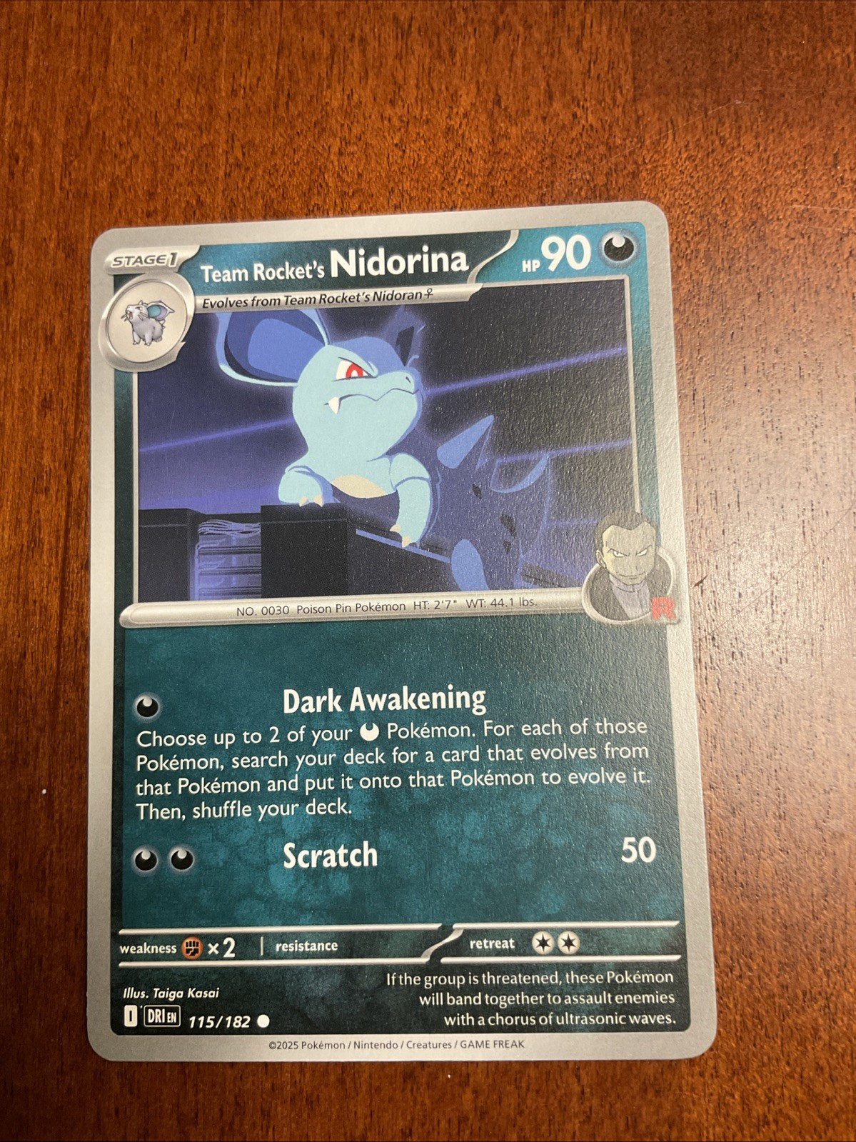 Team Rocket’s Nidorina 115/182 Destined Rivals Regular Pokemon TCG Card