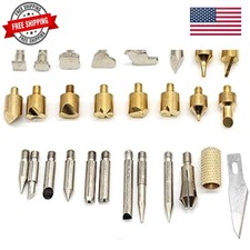 28pc Wood Burning Pen Tips With Stencil Set Soldering Iron Working Carving Bu...