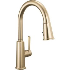 Delta Finnridge Brushed Gold Kitchen Faucet with Pull Down Sprayer High