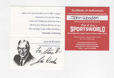 John Wooden Autographed Business Card HOF UCLA Bruins
