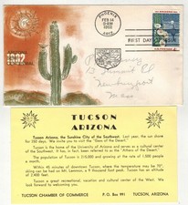 1962 ARIZONA STATEHOOD 1192 FDC & CARD FROM TUCSON CHAMBER OF COMMERCE