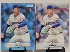 2025 Topps Stadium Club Light Blue Foil + Base Logan Evans Seattle Mariners