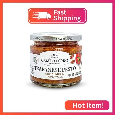 CAMPO D'ORO - Trapanese Pesto Sauce, made with Tomato Sauce, Basil & Almonds, 6.