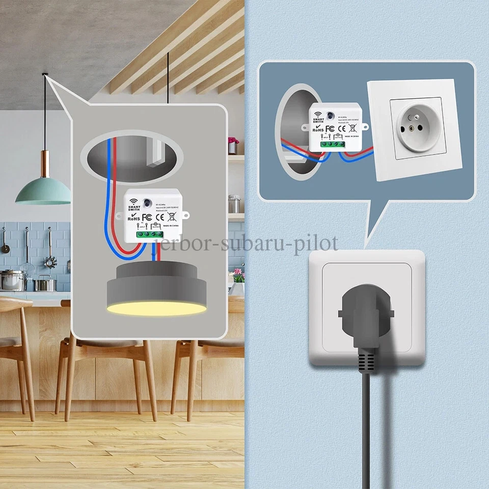 230V Mini Funk Empfänger 433mhz Funkschalter System Wandschalter Lichtschalter - Bild 3 von 4