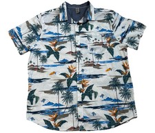 Men  s Hurley Hawaiian Woven Shirt Large Short Sleeve Lightweight Summer Beach