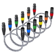 2 ft XLR Cables 6 Pack, Balanced DMX Cable, XLR Male to Female, 3 PIN Microph...