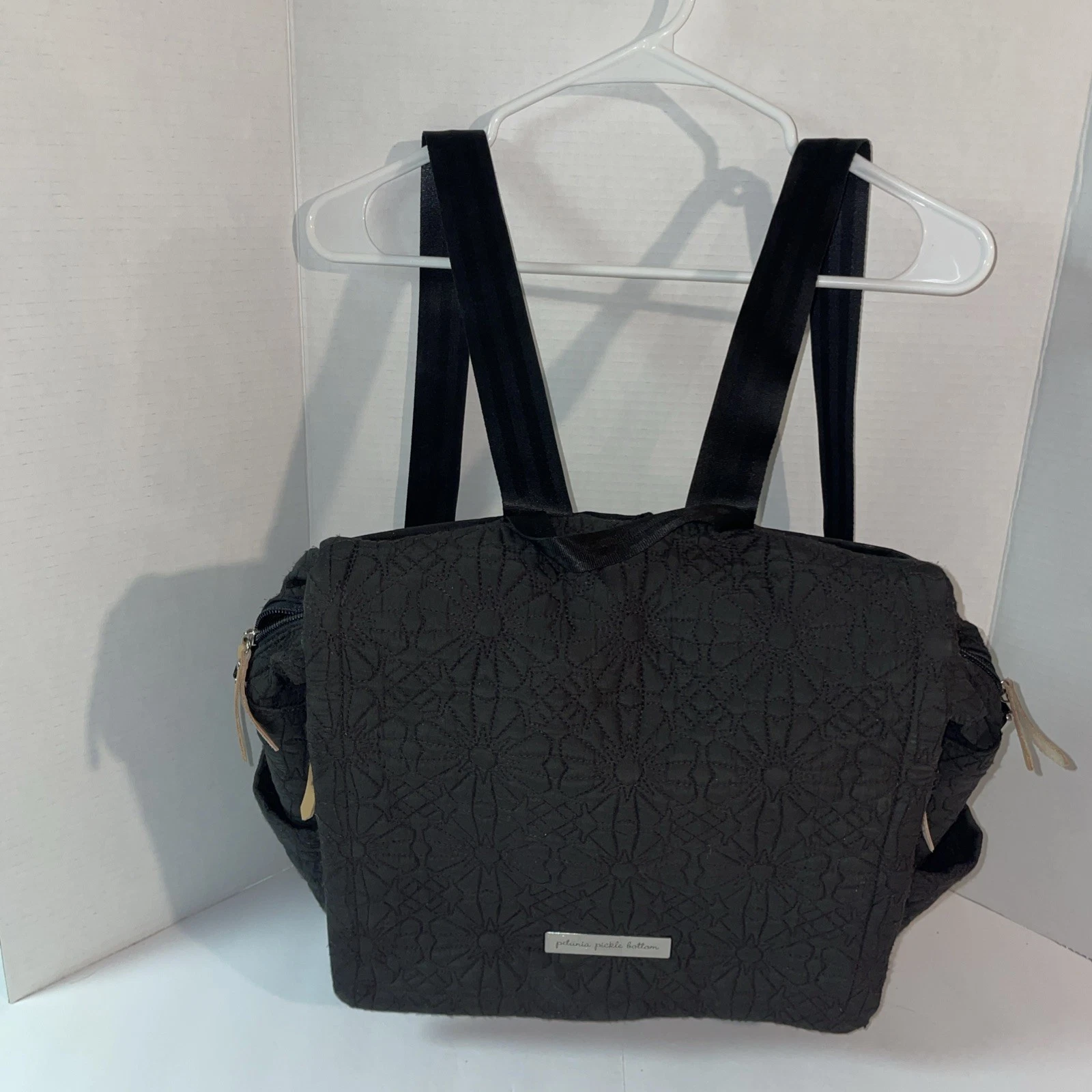 petunia pickle bottom Black Quilted Floral diaper bag W Built In Change Pad