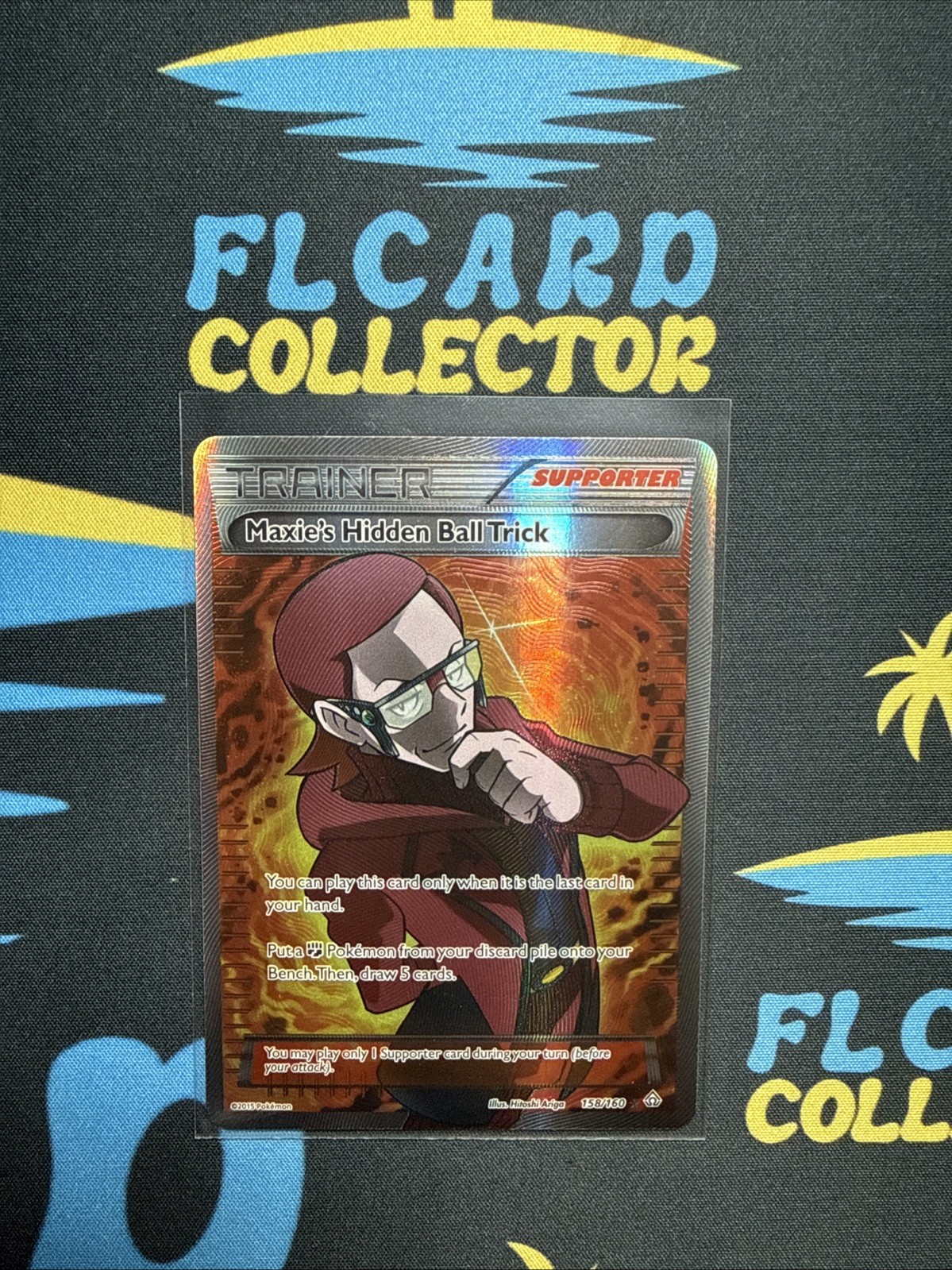 Maxie's Hidden Ball Trick (Full Art) 158/160 XY Primal Clash Ultra Rare NM Holo