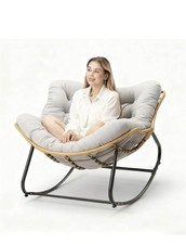 1 Pc Garden Lounge Chair, Courtyards Outdoor Luxurious Rocking Woven Rattan