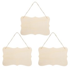 Unfinished Wood Sign, 3Pcs Blank Hanging Wooden Plaque DIY Craft Board, Style 3