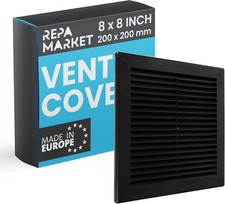 Repa Market 8 x 8 Inch (Outer) Black Square Air Vent Cover - Plastic Fresh Air I