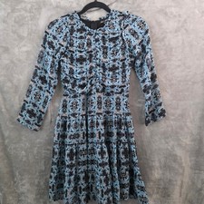 Ava  Yelly Girls Blue Black Damask Print Tiered Ruffle Dress Size 12 Y5211979