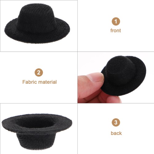 2 Pieces Mini Jazz Hat Formal Hats Child Women's Black Doll Accessory - Picture 3 of 12
