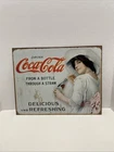 Vintage replica Coke Coca Cola Metal Tin Sign (Coke Lady) 16” x 12”
