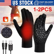 Electric Heated Gloves Rechargeable Battery Hand Warm Windproof Thermal Winter
