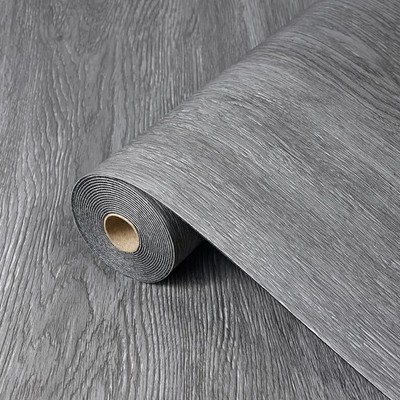 Wood Grain Vinyl Flooring Roll Grey Set of 15.7 x 394 Inches Peel and Stick F...