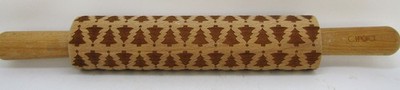 Ciroa Wooden Holiday Rolling Pin with Tree-Shaped Cut Outs.
