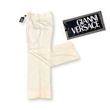 GIANNI VERSACE COUTURE Unused Deadstock Greer Key Design Off-White Slacks Pants